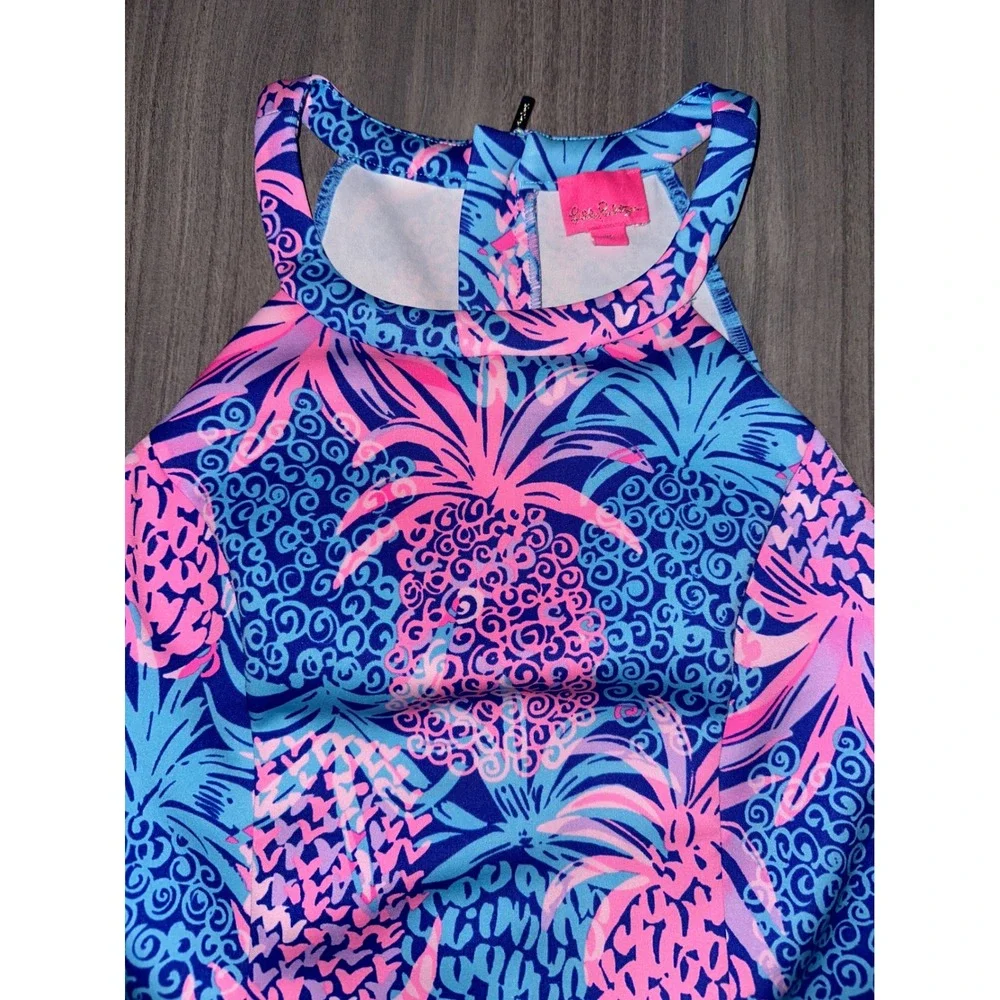 F1 Lilly Pulitzer Girls Sophelia Shift Dress Tropical Pineapple Scalloped Resort